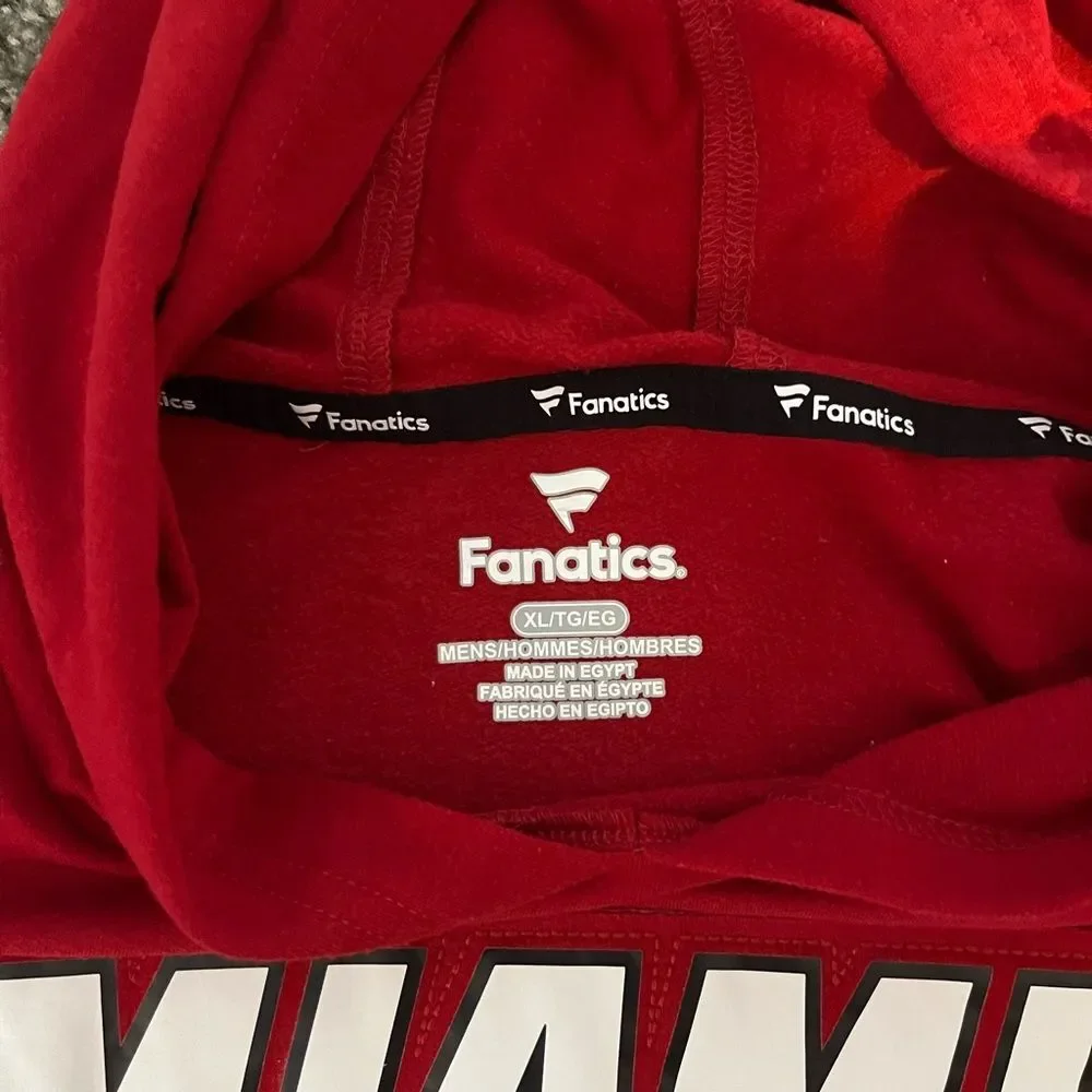Fanatics Branded Miami Heat Hoodie Red Grey Black Colorblock Pocket